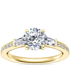 Tapered Baguette Diamond Cathedral Engagement Ring in 14k Yellow Gold (0.31 ct. tw.)